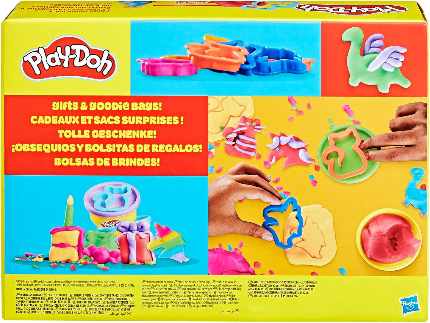 Play-Doh, La fête des Couleurs, Loisirs créatifs avec pâte à Modeler pour Filles et Garçons dès 3 Ans, 24 Pots de 56 g, 6 Couleurs, Idèe Cadeaux pour Anniversaires