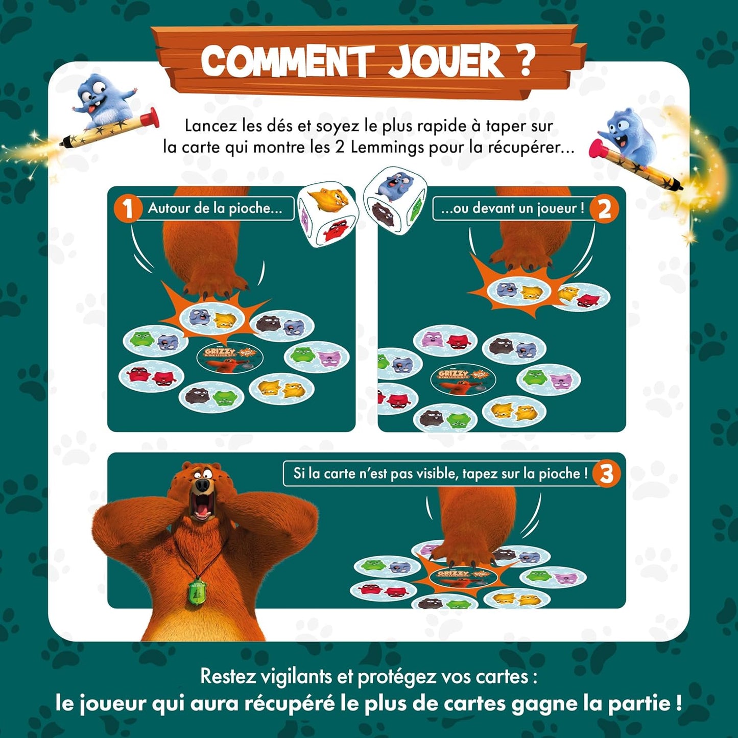 SAVANA - Smash Party | Grizzy et Les Lemmings, Jeu de société coopératif Familial pour Enfants de 4 Ans et Plus | Course, dés et Collection, 2-6 Joueurs, 15 Min, inspiré de la série animée.