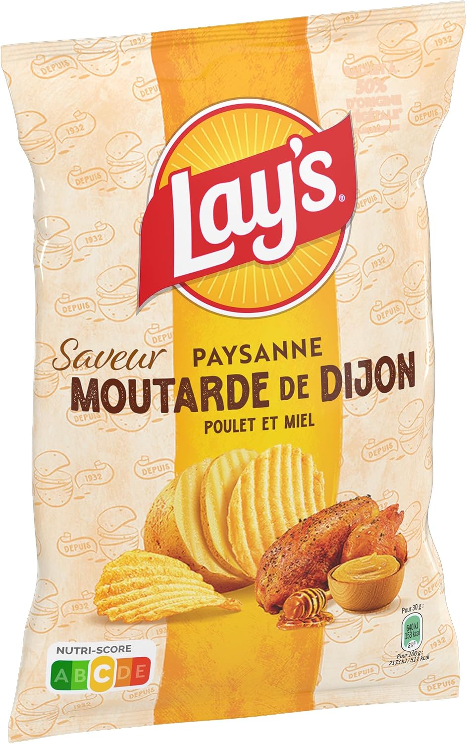 Lay's Chips Paysanne Saveur Poulet Moutarde de Dijon et Miel 120g
