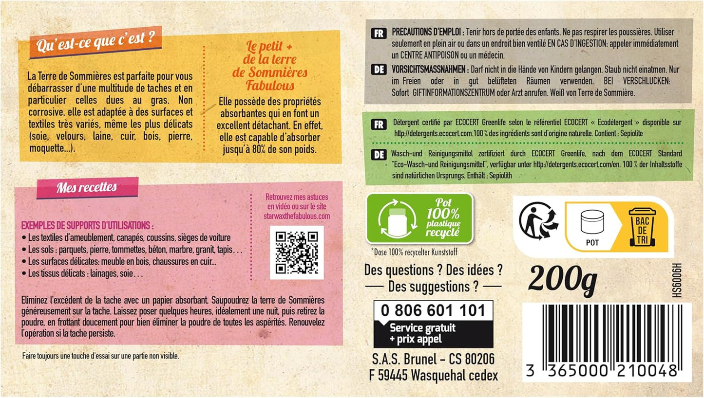 STARWAX FABULOUS Détachant Terre de sommières 200g