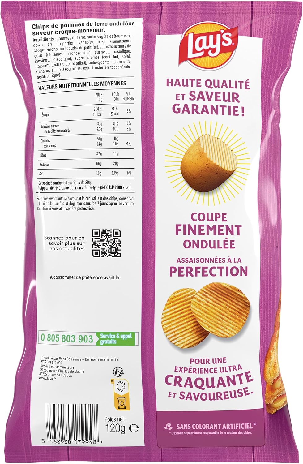 Lay's Chips Ondulées Saveur Croque Monsieur 120g