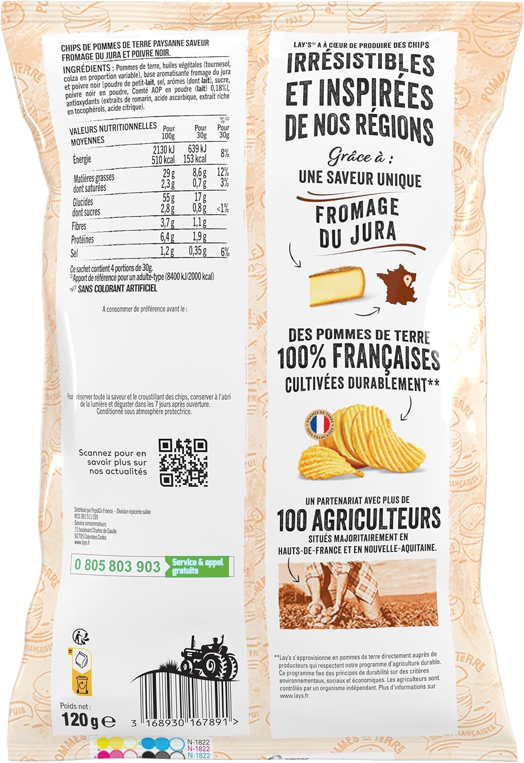 LAY'S Papas Fritas Estilo Casero Sabor Queso del Jura y Pimienta Negra 120g