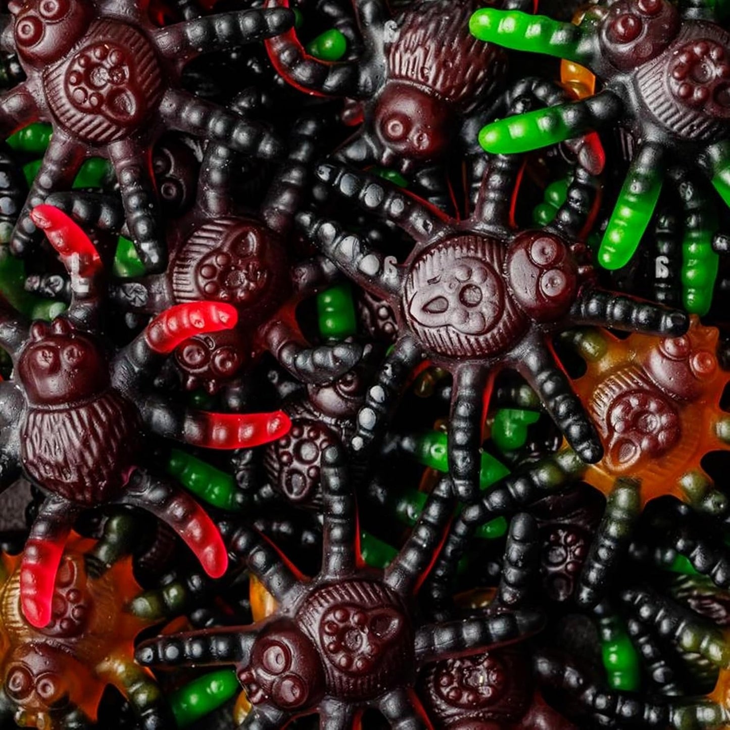 Trolli Ensemble de Tarentules en Caoutchouc de 2 Pièces 150 g Chacune Inclus Autocollants Fantômes, Sans Lactose et Sans Gluten, Bonbons à la Gelée de Fruit en Forme de Tarentule en Divers Saveurs
