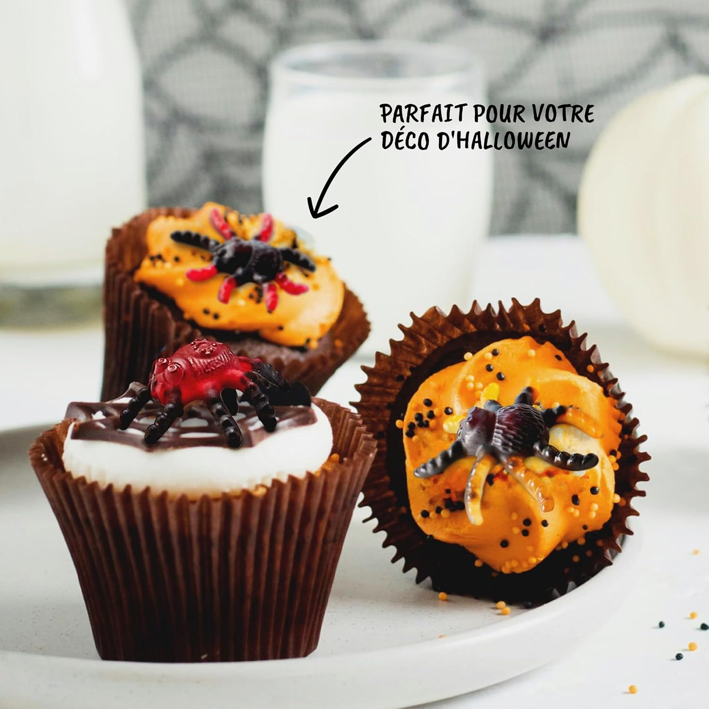 Trolli Lot de 3 bonbons – 1 Tarantula, Dracula et Super Brain de 150 g – Sans lactose et gluten, saveurs délicieuses, avec autocollants fantômes – Pour décoration d'Halloween, gâteaux et muffins
