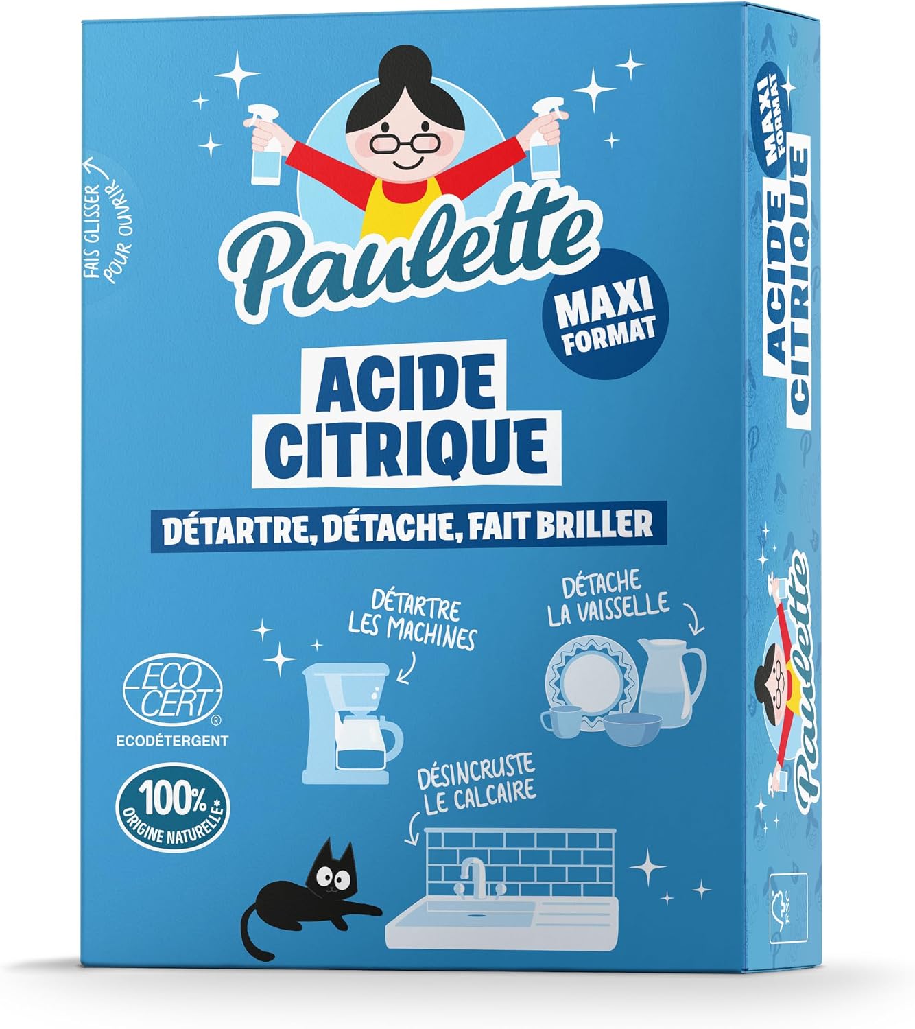 Paulette - Acide Citrique en Poudre - Détartrant Multi-Usage - 800g
