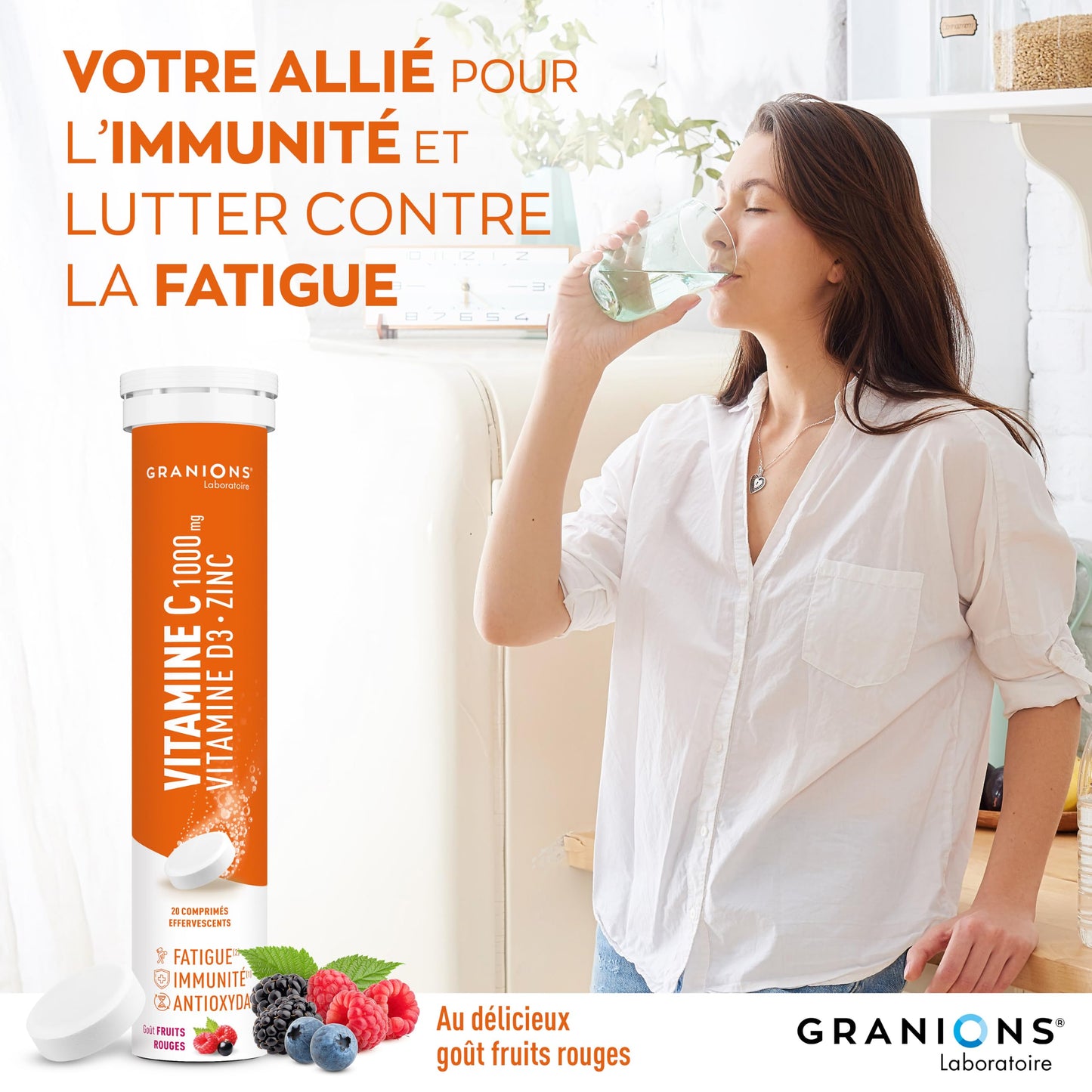 Vitamine C 1000 mg GRANIONS - Energie Immunité - 180 Comprimés Vegan Adulte