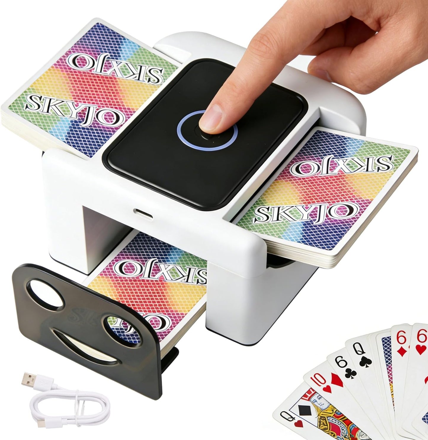 M5 - Mélangeur de cartes automatique rechargeable à 2 plateaux, batterie intégrée 2000 mAh, charge USB-C, mélangeur automatique intelligent portable pour UNO Poker Blackjack Skip-Bo Texas