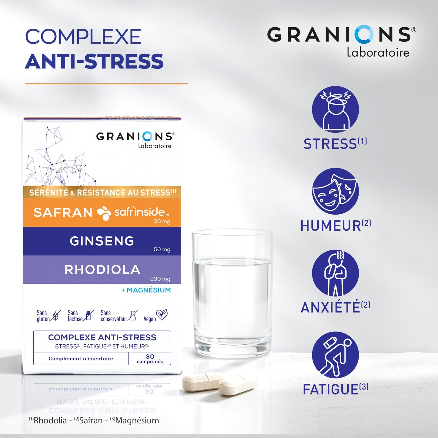 Cortisol - Ashwagandha Bio Granions - Anti Stress - KSM-66-60 Comprimes
