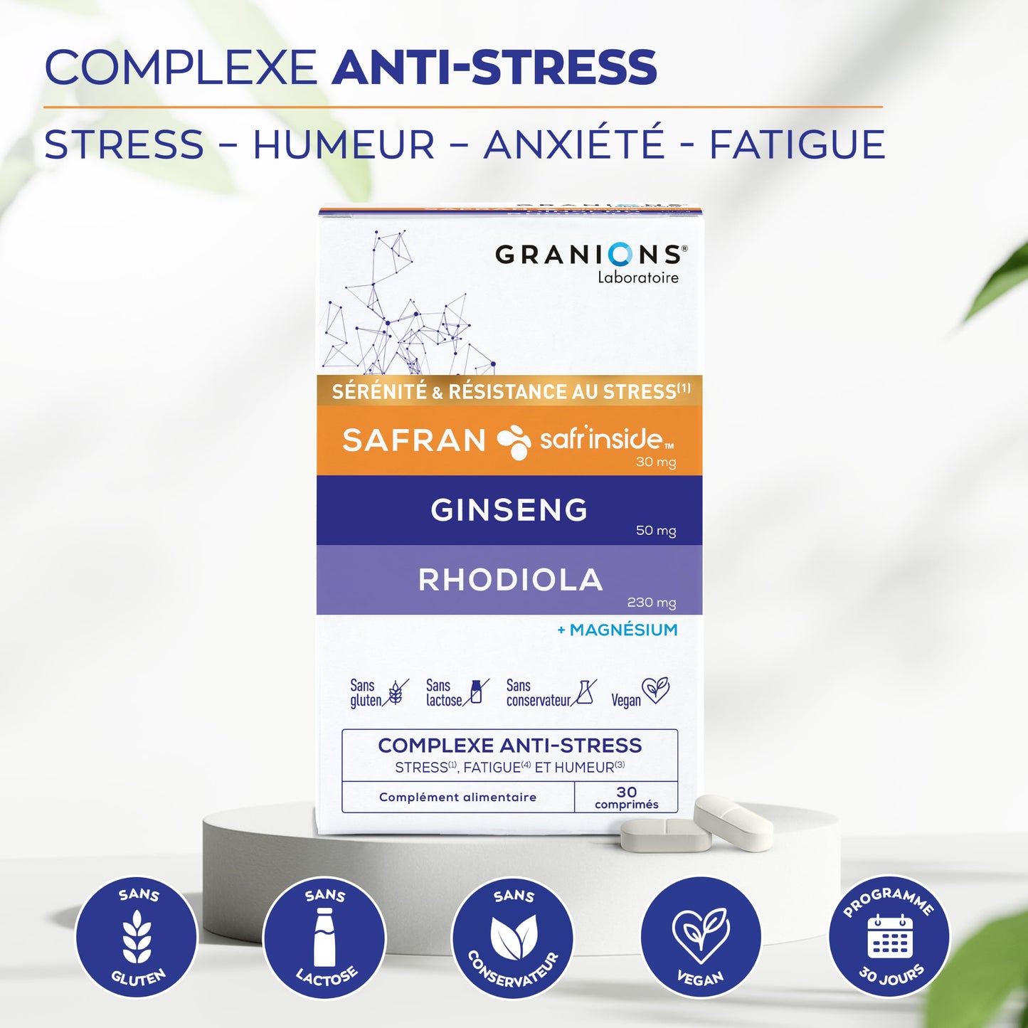 Cortisol - Ashwagandha Bio Granions - Anti Stress - KSM-66-60 Comprimes