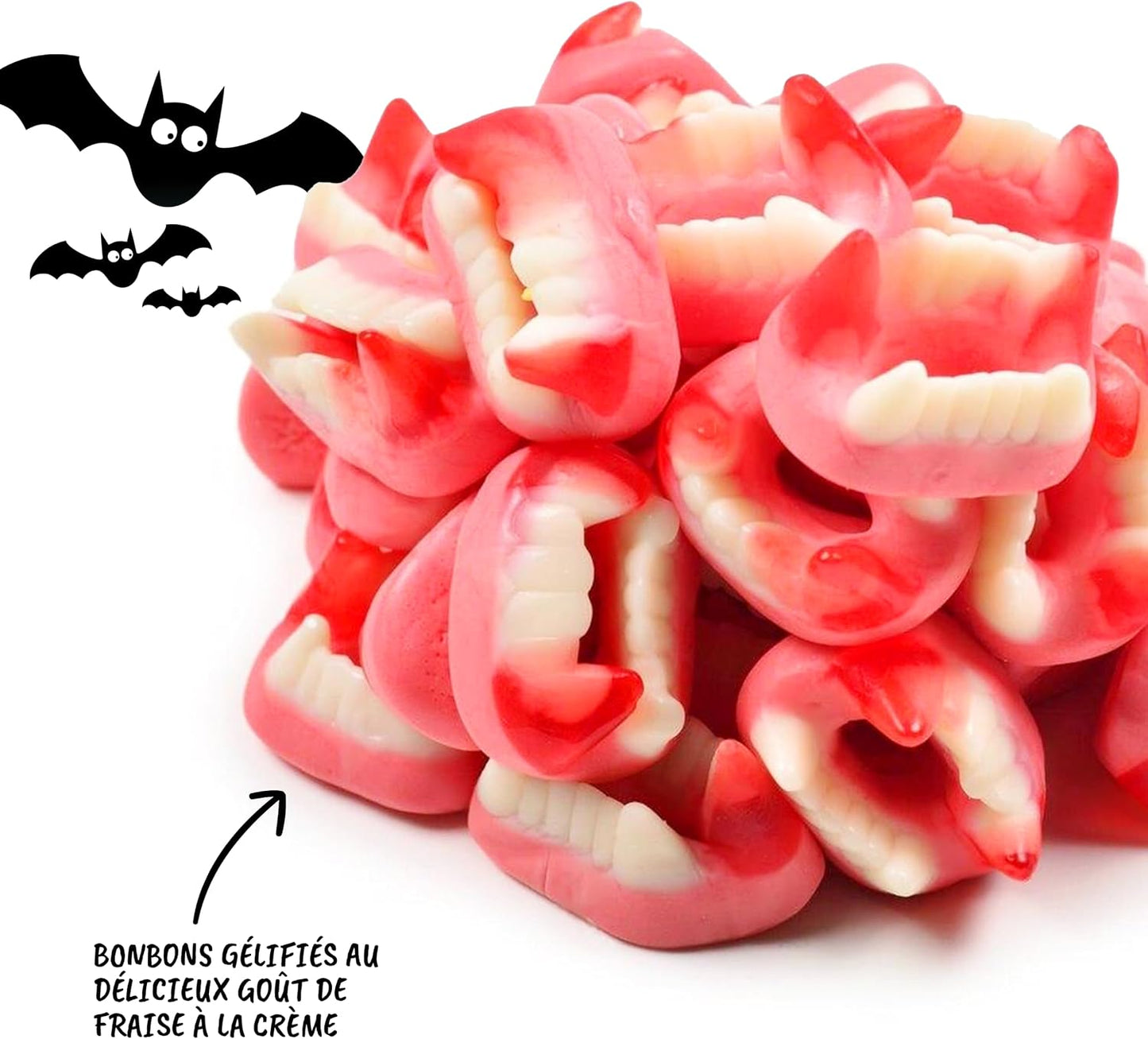 Trolli Lot de 3 bonbons – 1 Tarantula, Dracula et Super Brain de 150 g – Sans lactose et gluten, saveurs délicieuses, avec autocollants fantômes – Pour décoration d'Halloween, gâteaux et muffins