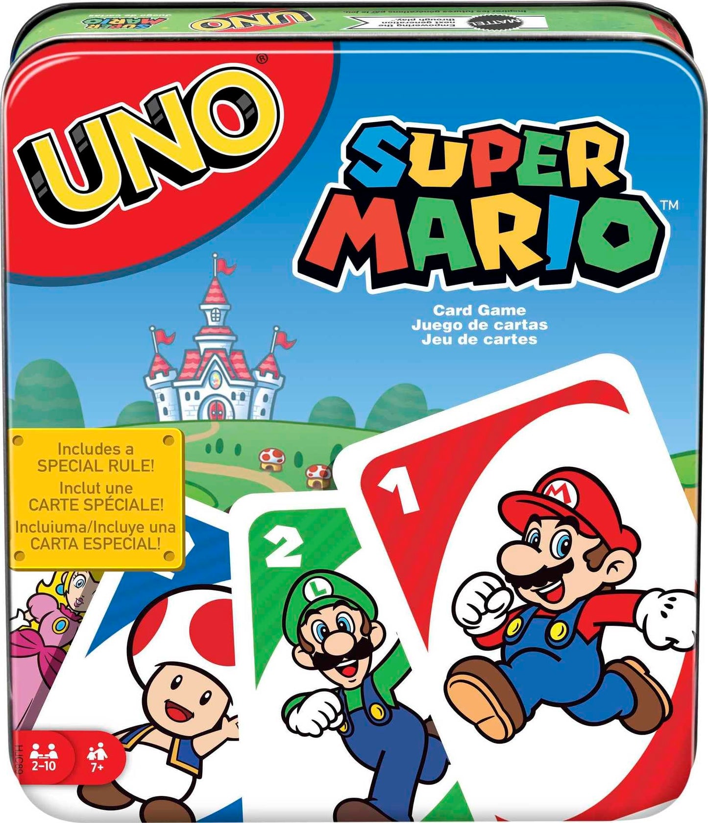 Mattel Games UNO Minecraft Jeu de Cartes, Cadeaux pour Enfants et soirée en Famille, sur Le thème du Jeu vidéo Minecraft, Jeux de Voyage, boîte de Rangement, HJC88