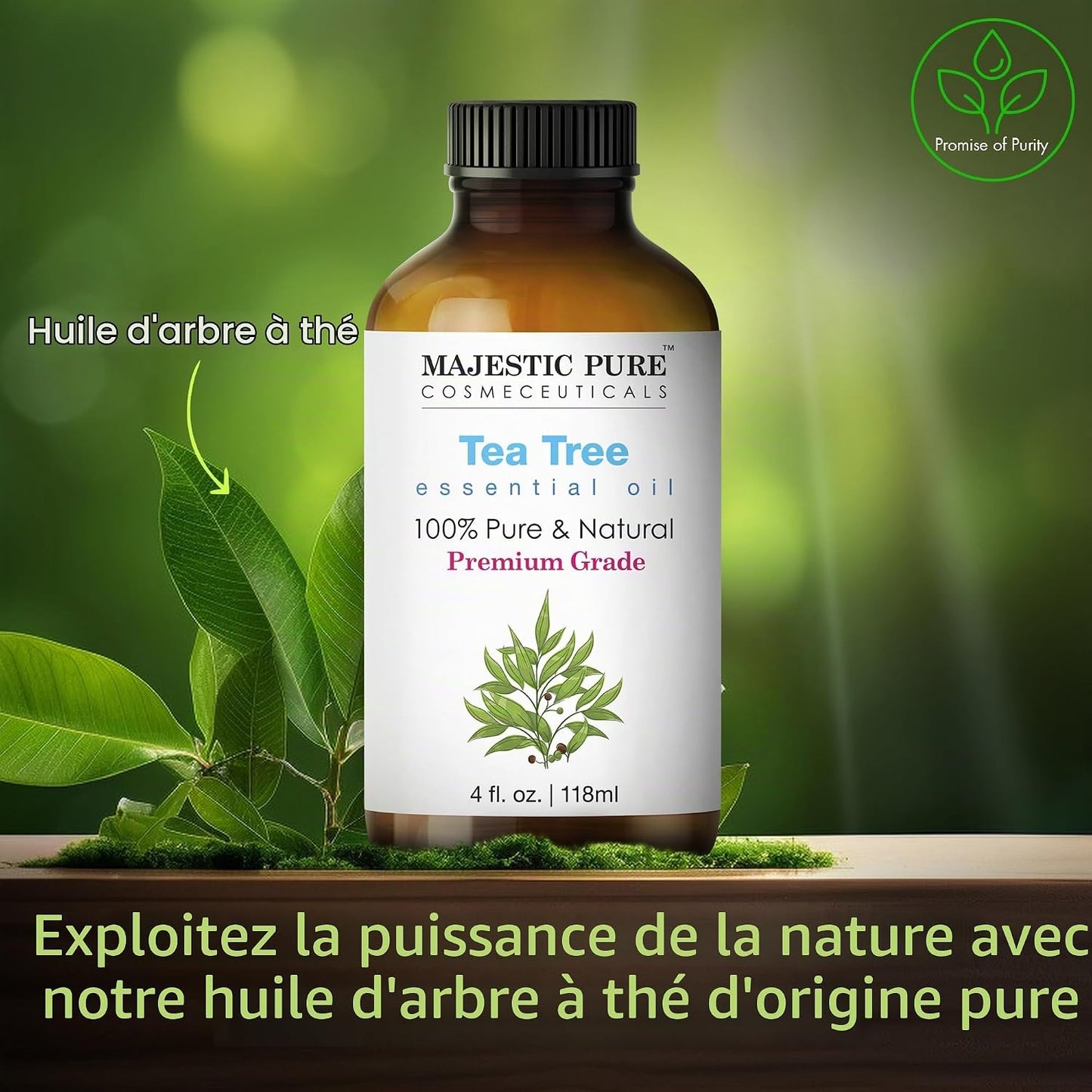 Majestic Pure Huile Essentielle Tea Tree (Arbre à Thé), 118ml