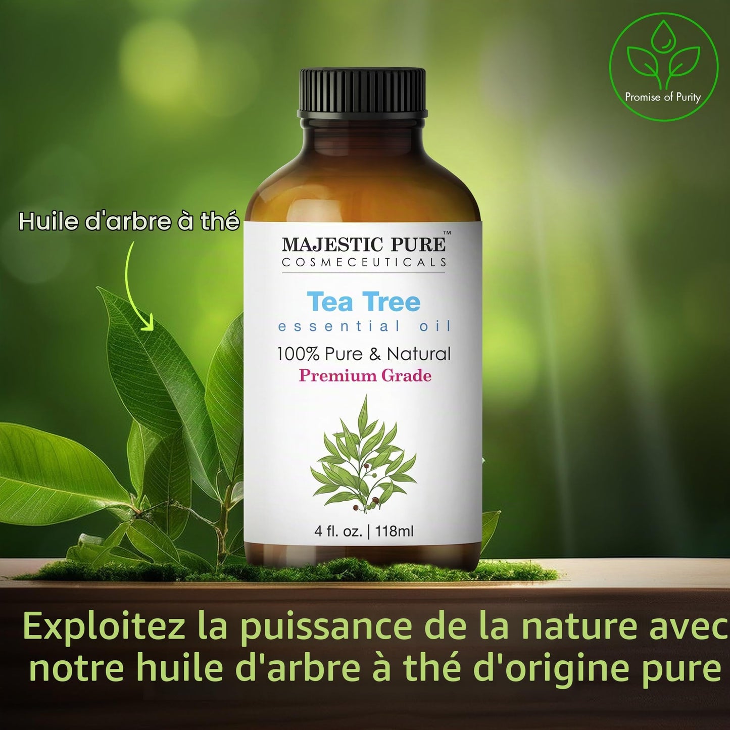 Majestic Pure Huile Essentielle Tea Tree (Arbre à Thé), 118ml