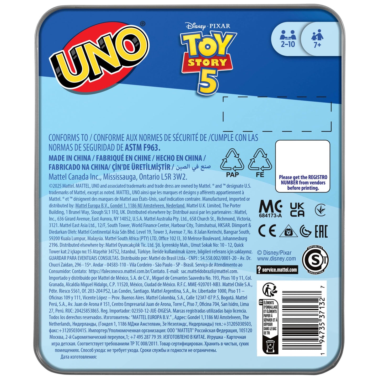 Mattel Games UNO Minecraft Jeu de Cartes, Cadeaux pour Enfants et soirée en Famille, sur Le thème du Jeu vidéo Minecraft, Jeux de Voyage, boîte de Rangement, HJC88