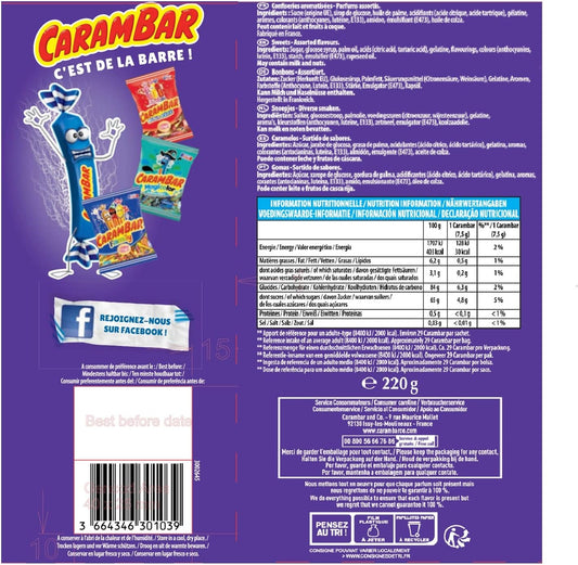 Carambar Atomic Bonbons Acide, 220g