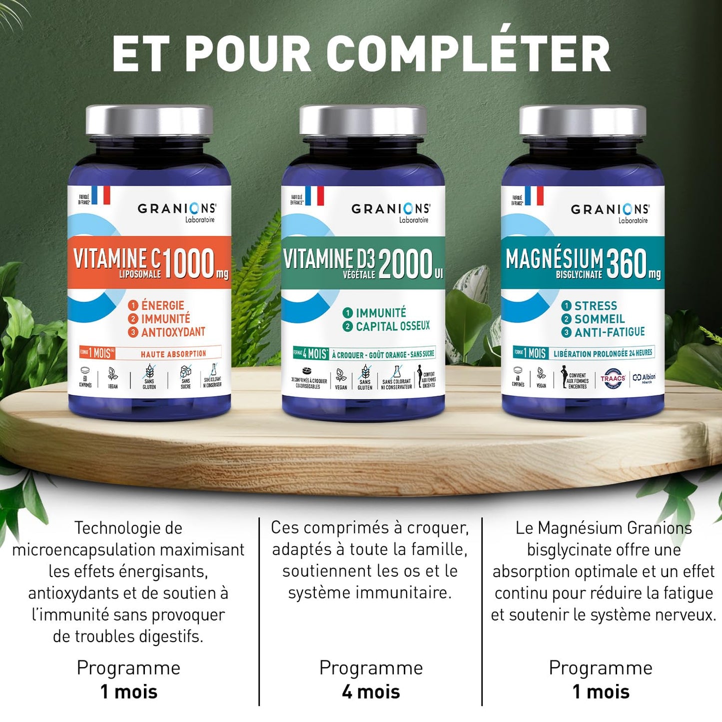 Vitamine C 1000 mg GRANIONS - Energie Immunité - 180 Comprimés Vegan Adulte