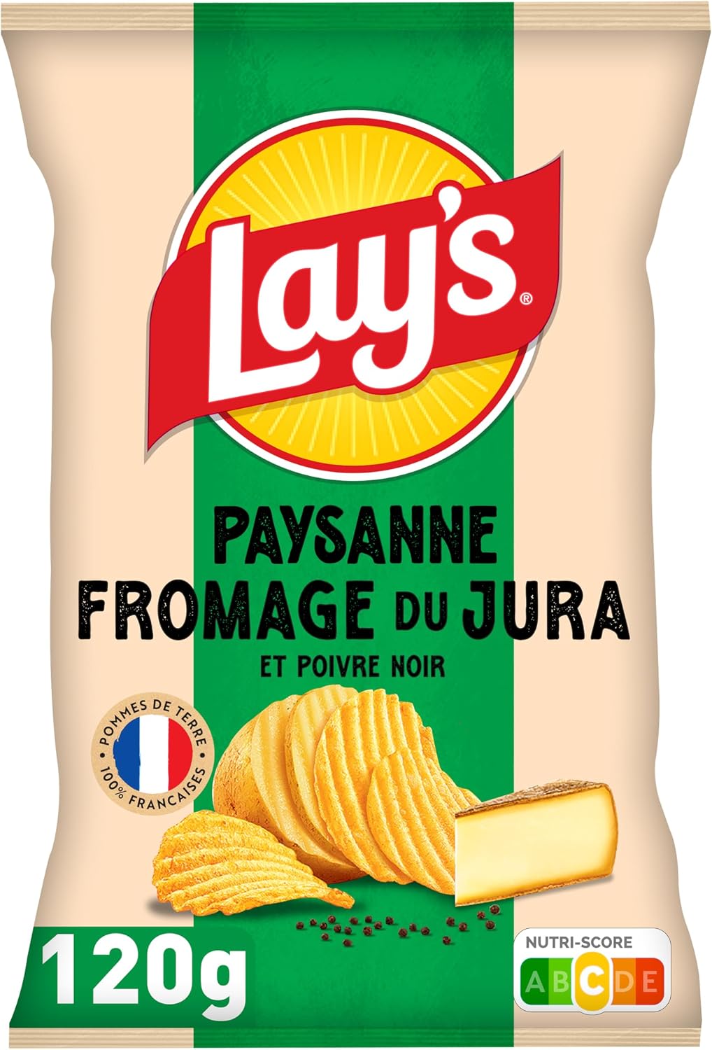 LAY'S Papas Fritas Estilo Casero Sabor Queso del Jura y Pimienta Negra 120g