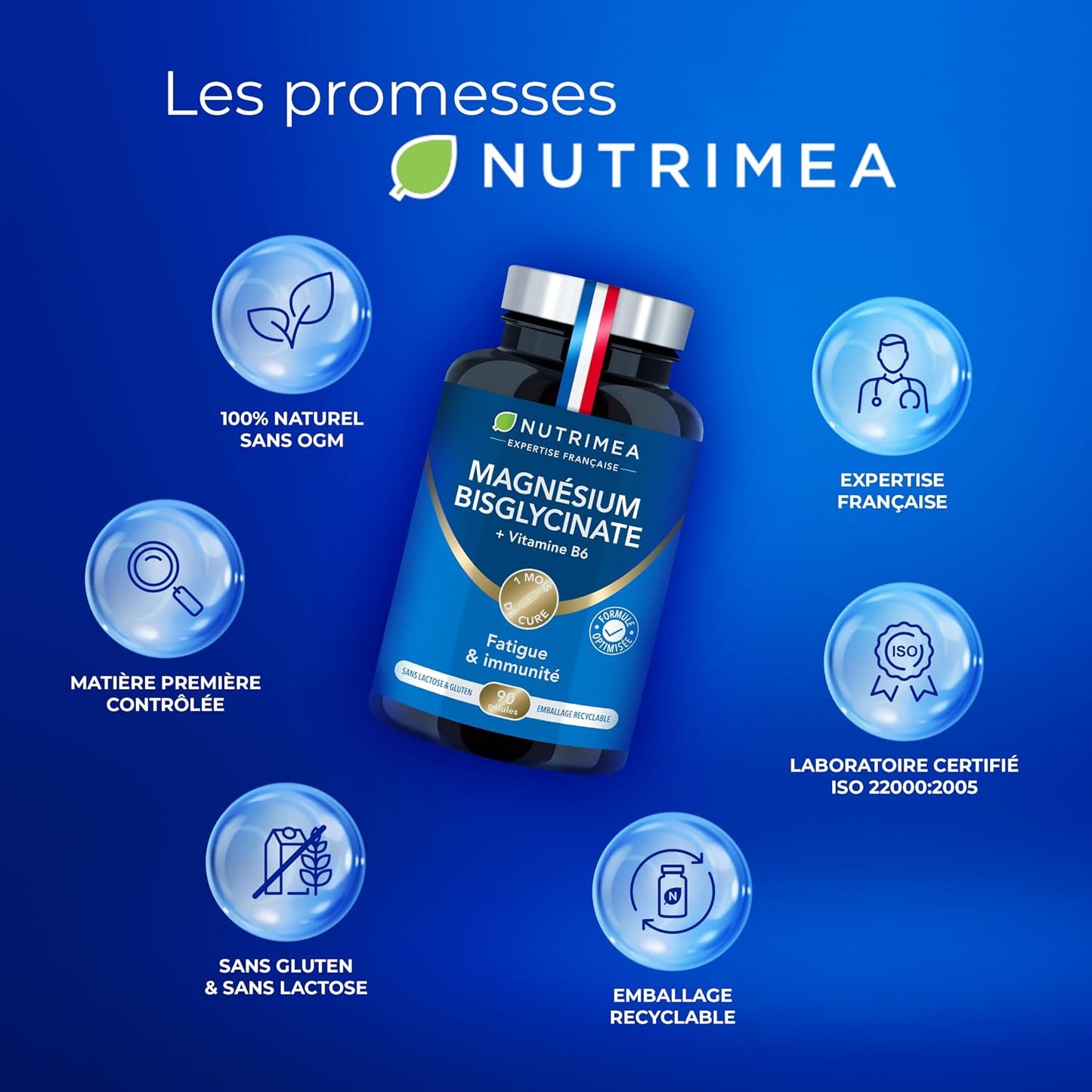 Magnésium Bisglycinate + Vitamine B6 | Sommeil, Stress, Fatigue