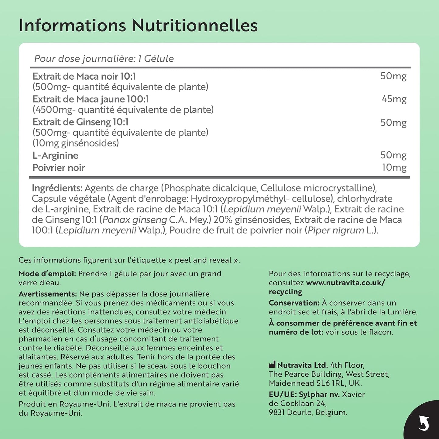 Nutravita Maca 5000 mg - 180 Capsules Véganes - 6 Mois