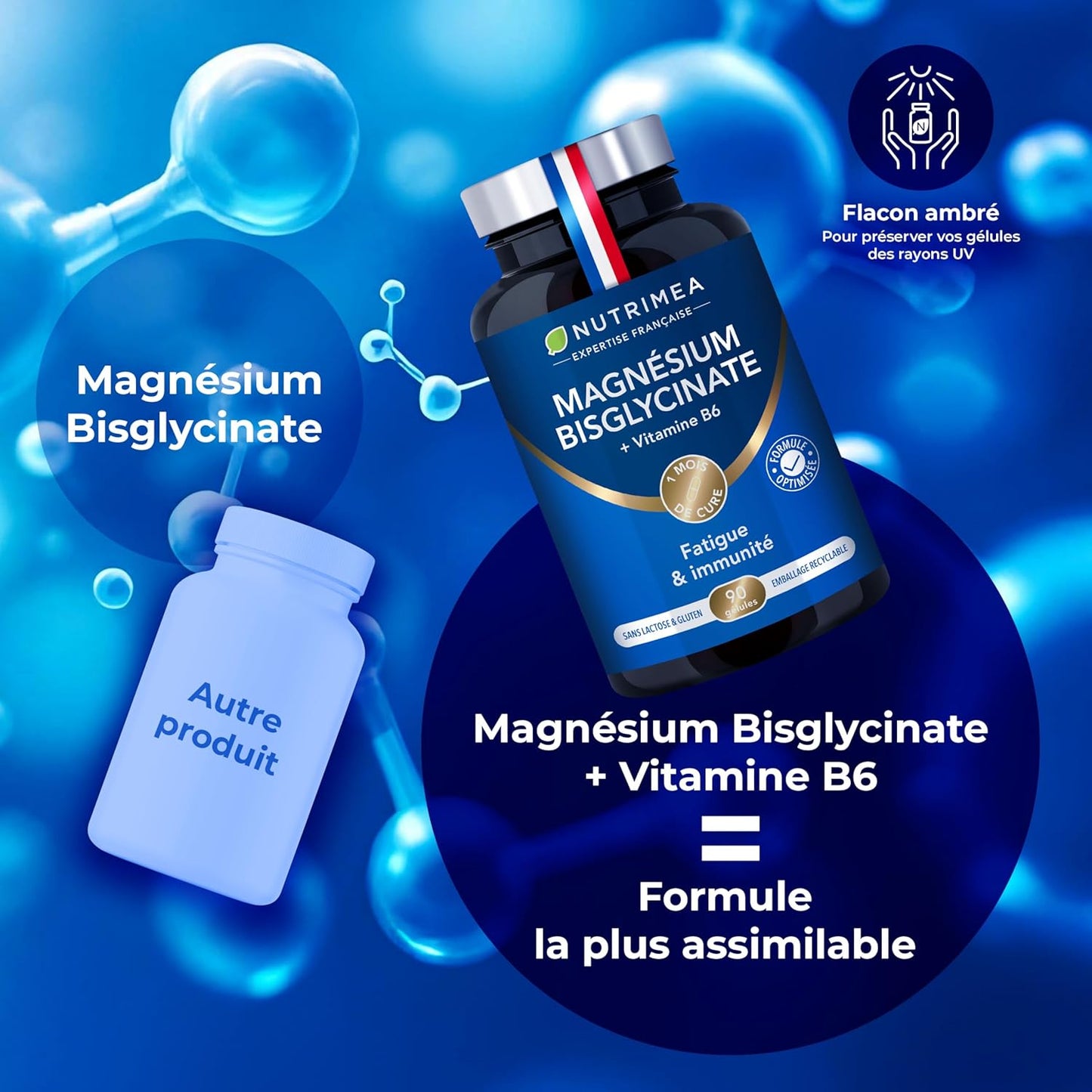 Magnésium Bisglycinate + Vitamine B6 | Sommeil, Stress, Fatigue