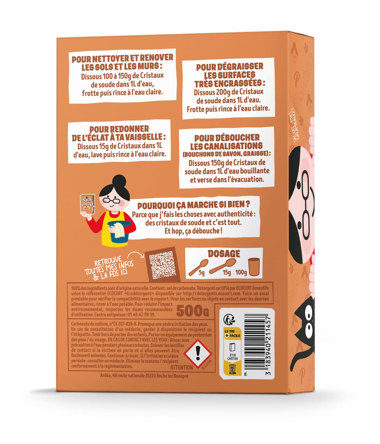 Paulette - Cristaux de Soude - Nettoyant Multi-Usage Dégraissant - 1kg