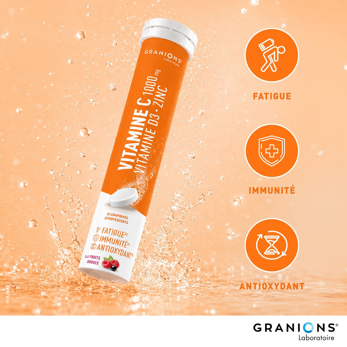 Vitamine C 1000 mg GRANIONS - Energie Immunité - 180 Comprimés Vegan Adulte