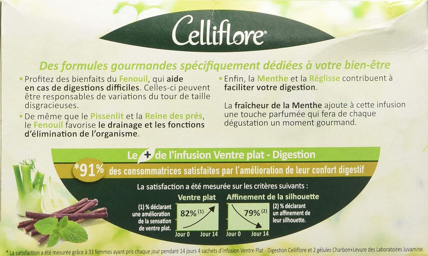 CELLIFLORE 20 Infusions Ventre Plat, Digestion, Fenouil, Reine des prés