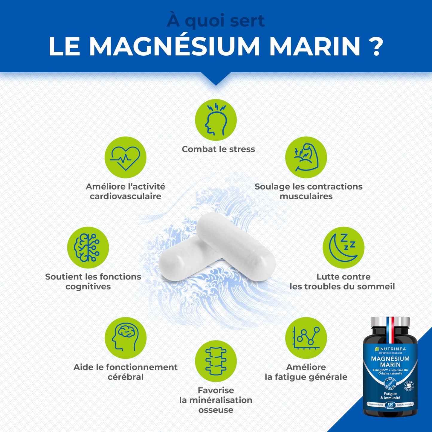 Magnésium Bisglycinate + Vitamine B6 | Sommeil, Stress, Fatigue