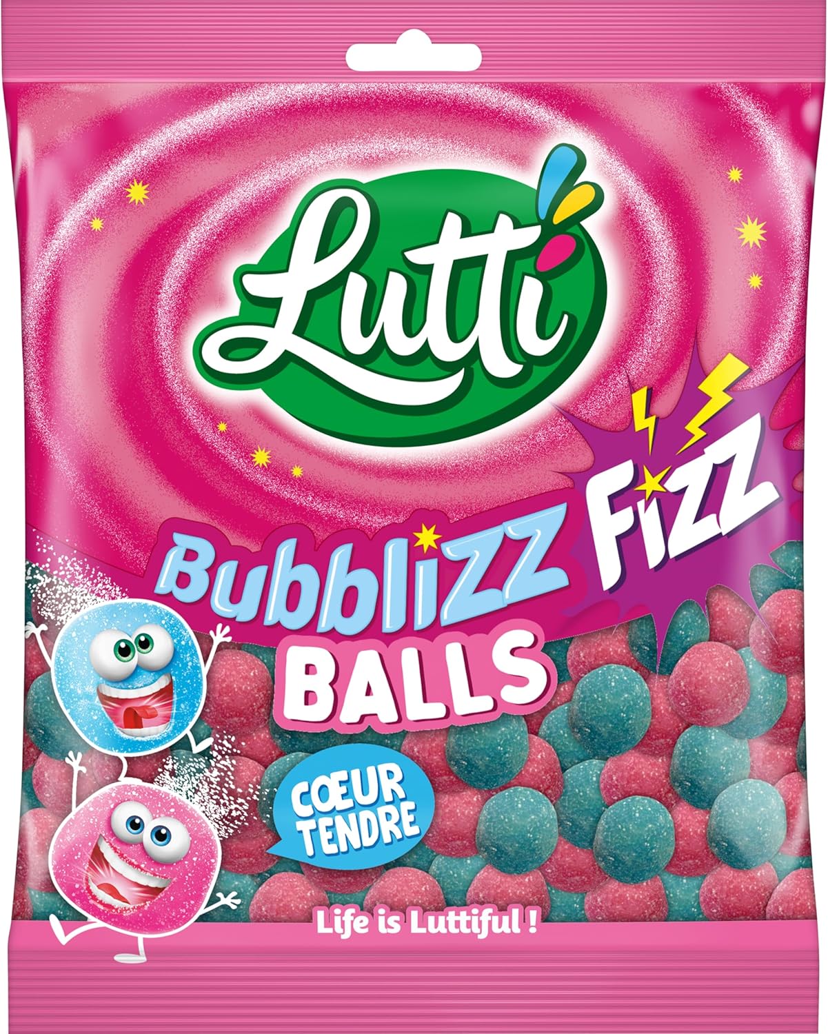 LUTTI Bubblizz Balls Bonbons Goût Acidulé 100g x15