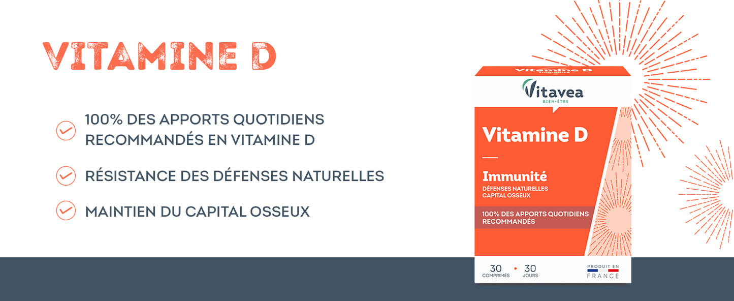 Vitavea Bien-être - Vitamina D - Inmunidad Huesos y Músculos - 30 comprimidos