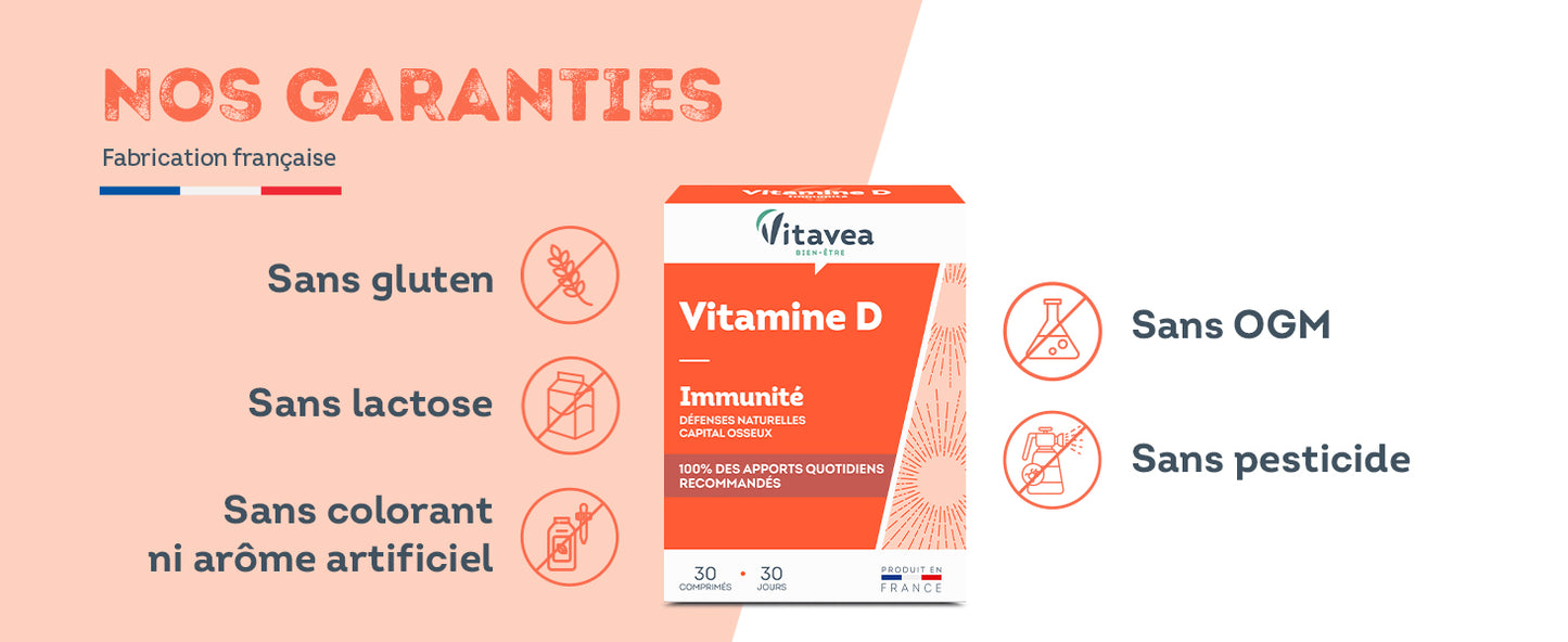 Vitavea Bien-être - Vitamina D - Inmunidad Huesos y Músculos - 30 comprimidos