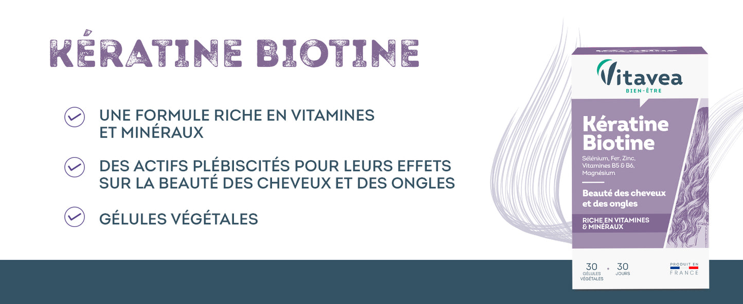 Vitavea Bien-être - Queratina Biotina - Cabello Uñas - Tratamiento 30 días