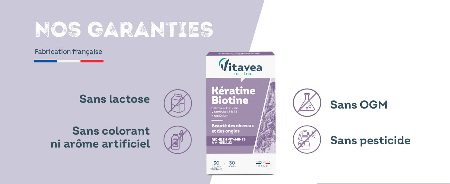 Vitavea Bien-être - Queratina Biotina - Cabello Uñas - Tratamiento 30 días