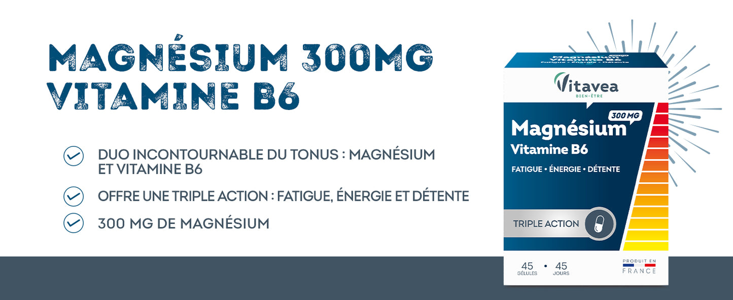 Vitavea Bien-être - Magnésium 300mg Vitamine B6 - Fatigue - Cure 45 jours