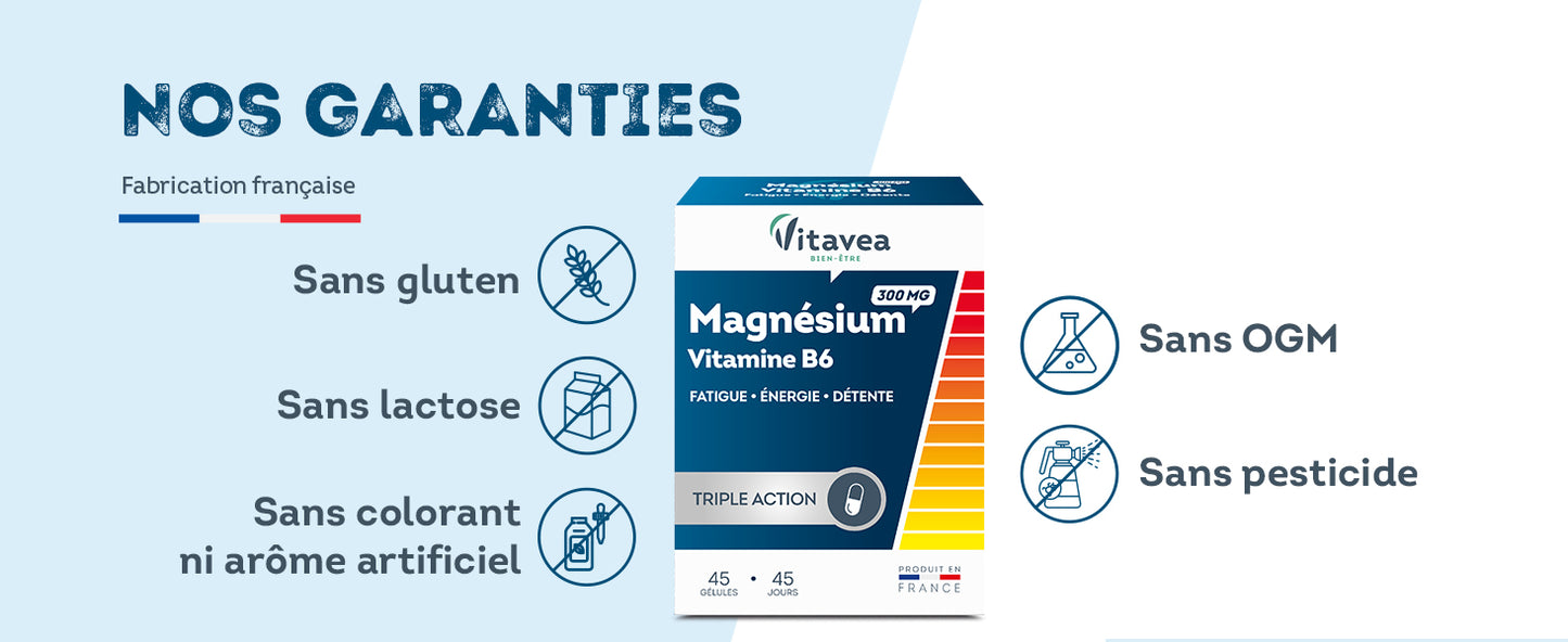 Vitavea Bien-être - Magnésium 300mg Vitamine B6 - Fatigue - Cure 45 jours
