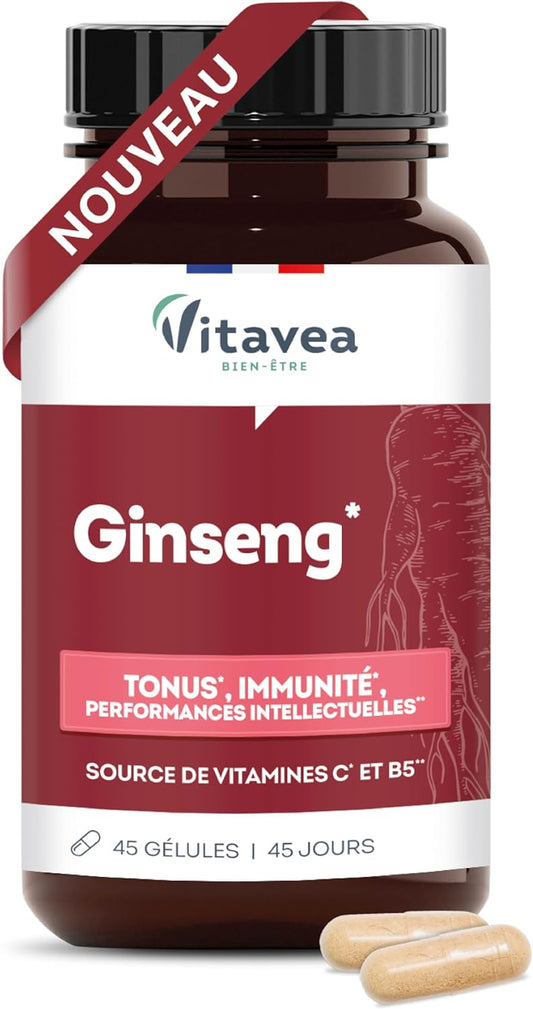 Vitavea Bien-être - Ginseng - Vitamine C & B5 Tonus & Immunité - 45 jours