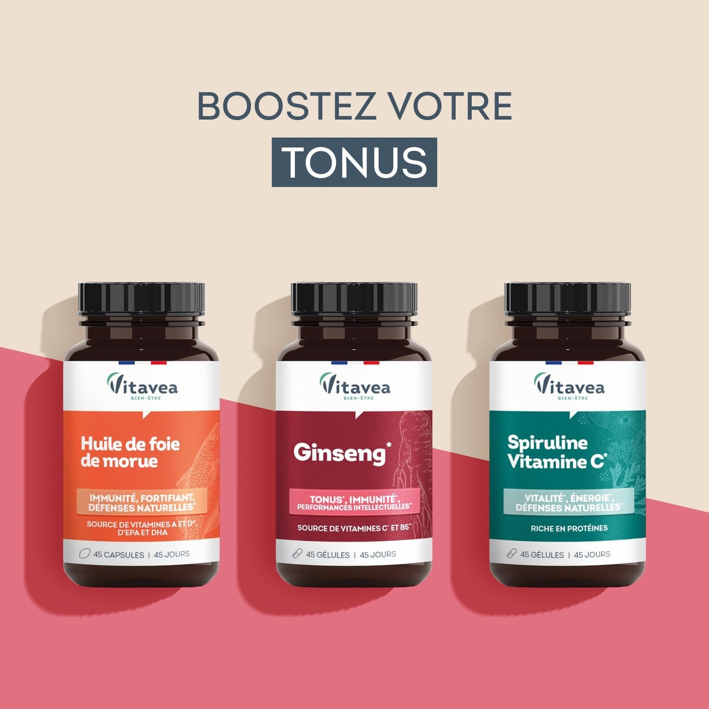 Vitavea Bienestar - Ginseng - Vitamina C y B5 Tono e Inmunidad - 45 días