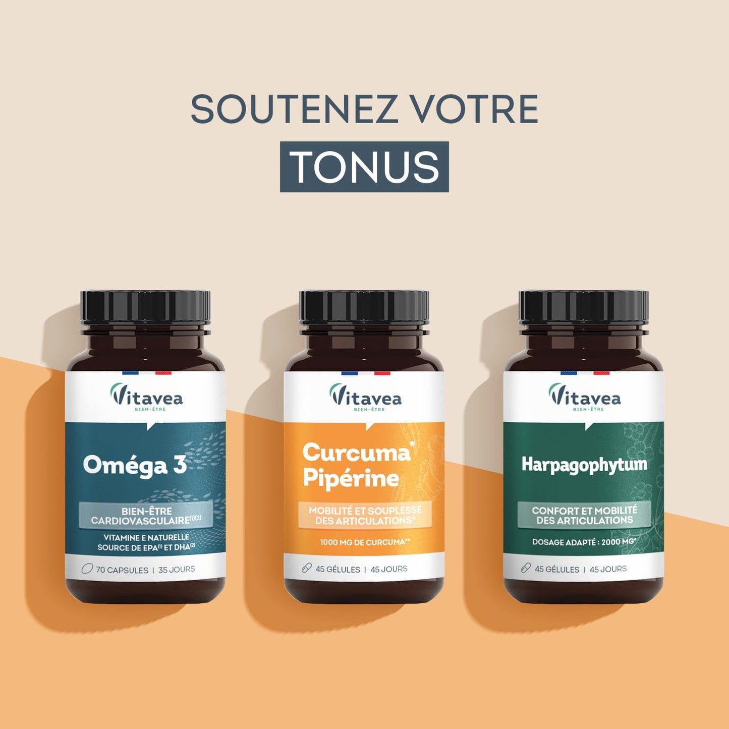 Vitavea Bien-être - Curcuma Pipérine 1000mg - Articulations - 45 gélules