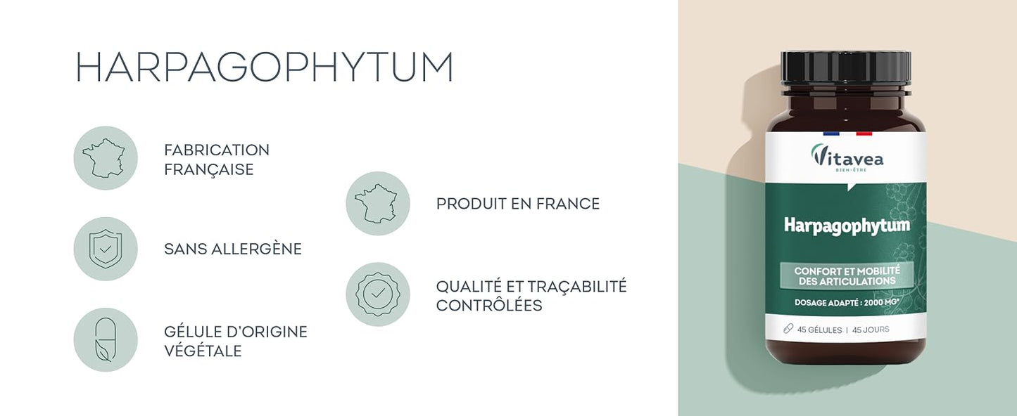 Vitavea Bien-être - Harpagophytum 2000mg - Confort Articulaire - 45 jours