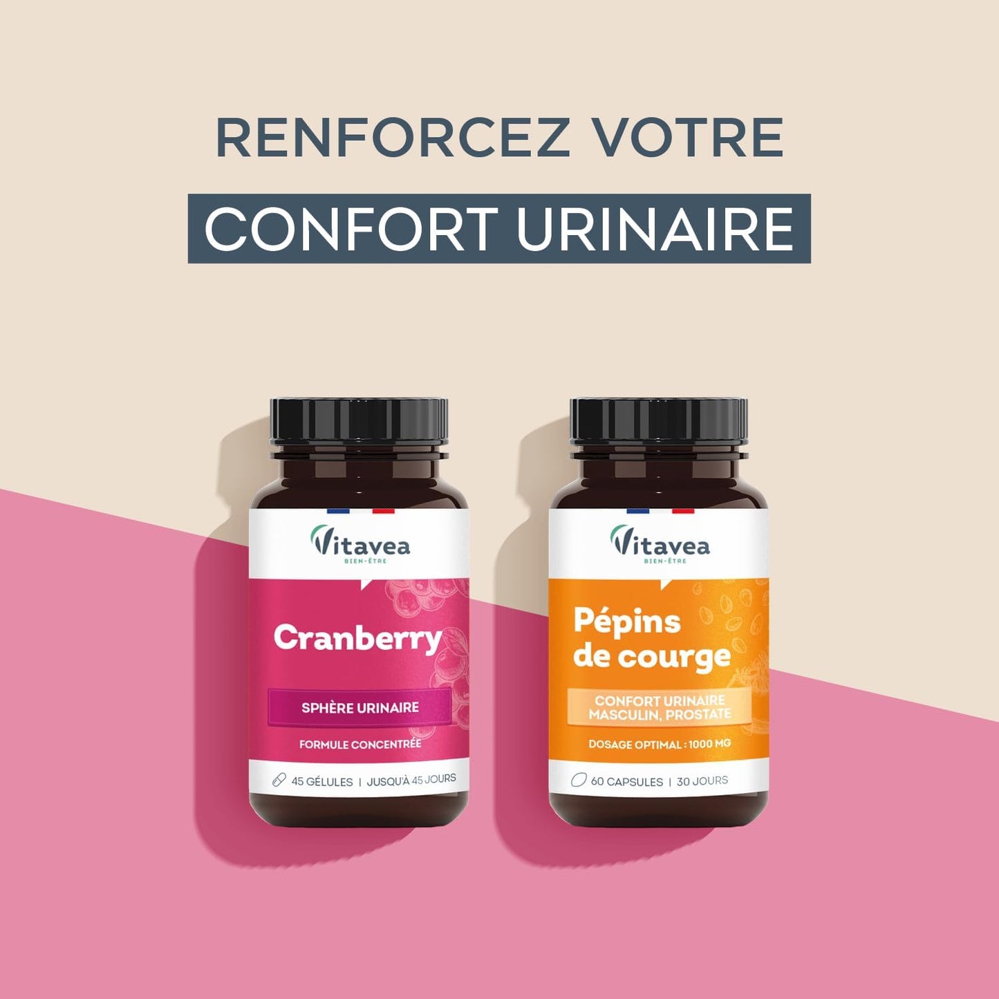 Vitavea Bien-être - Cranberry - Canneberge PACs Sphère Urinaire - 45 jours