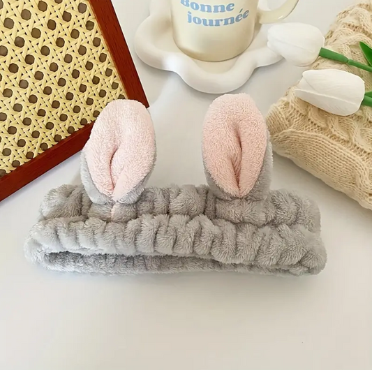 Bandeau Coréen Cheveux Oreilles de Lapin Gris - Mes Petits Moments