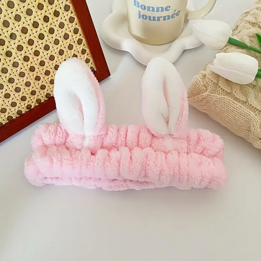 Bandeau Coréen Cheveux Oreilles de Lapin Rose - Mes Petits Moments
