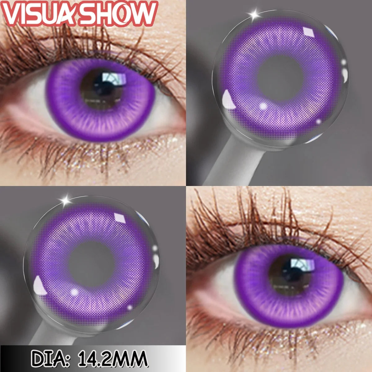 Lentilles de Contact Colorées Naturelles – Effet Réaliste (Bleu, Vert, Gris, Marron, Violet)  - 1 an