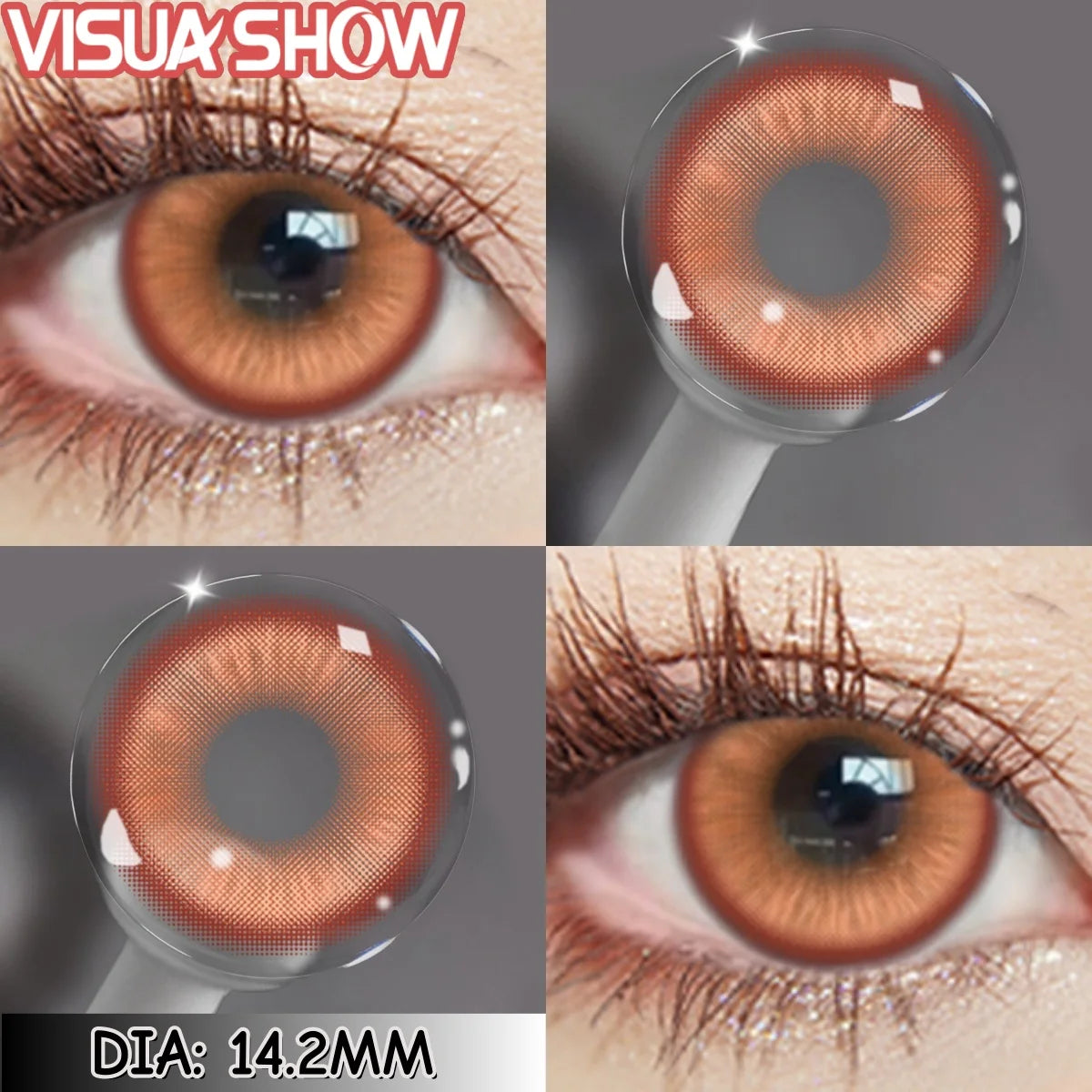 Lentilles de Contact Colorées Naturelles – Effet Réaliste (Bleu, Vert, Gris, Marron, Violet)  - 1 an