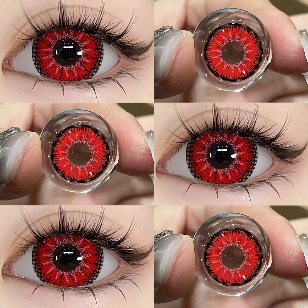 Lentilles de Contact Fantaisie & Cosplay – Effets Spéciaux (Cœur, Rouge, Anime, Halloween)