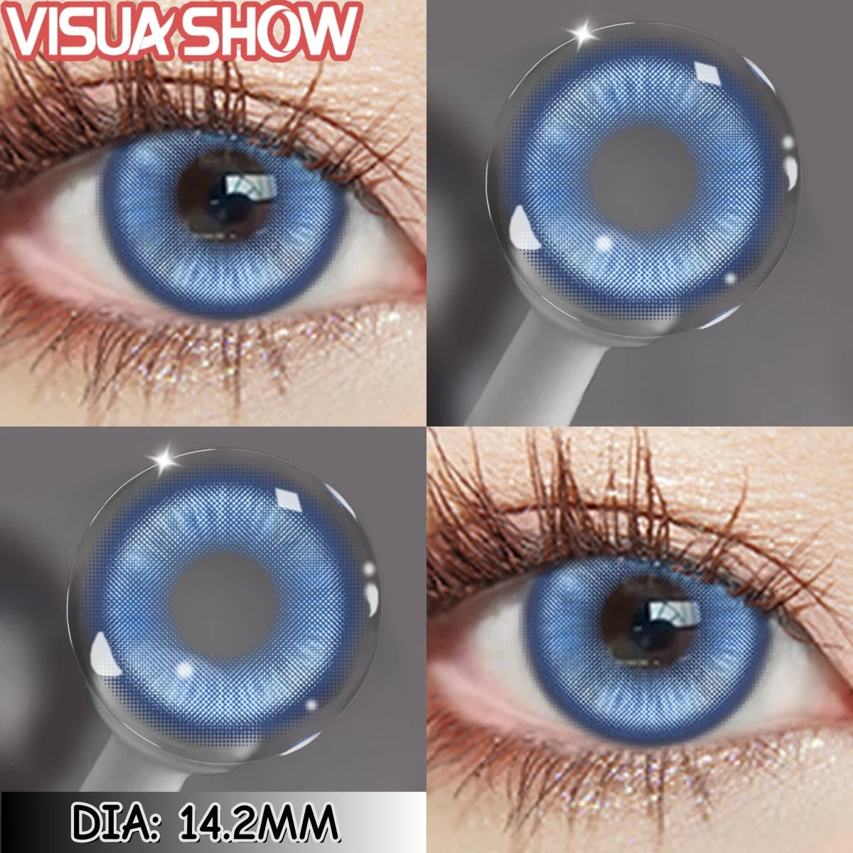 Lentilles de Contact Colorées Naturelles – Effet Réaliste (Bleu, Vert, Gris, Marron, Violet)  - 1 an