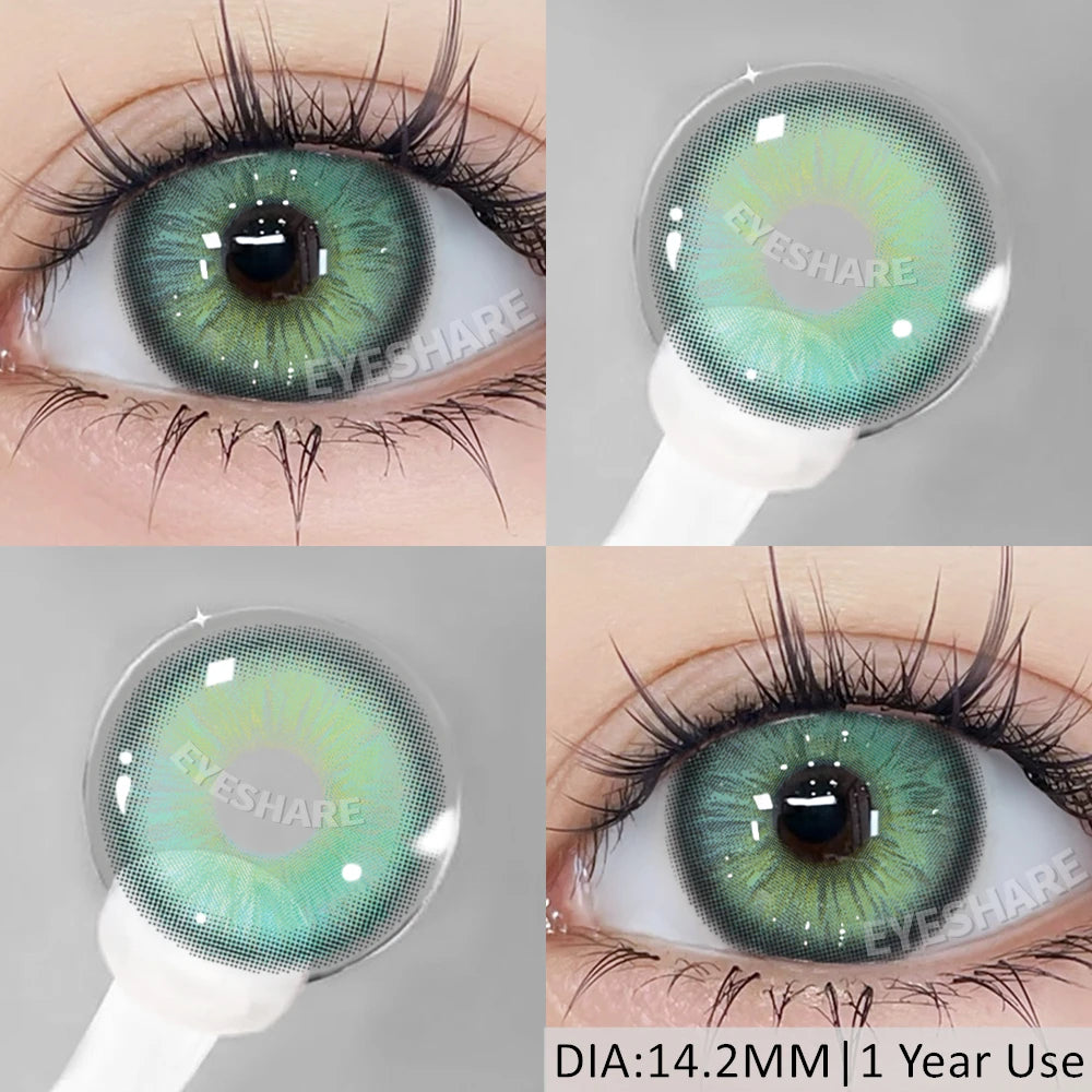 Lentilles de Contact Vertes Naturelles différentes teintes – Couleur Réaliste, Confort Longue Durée (1 Paire / 1 An)