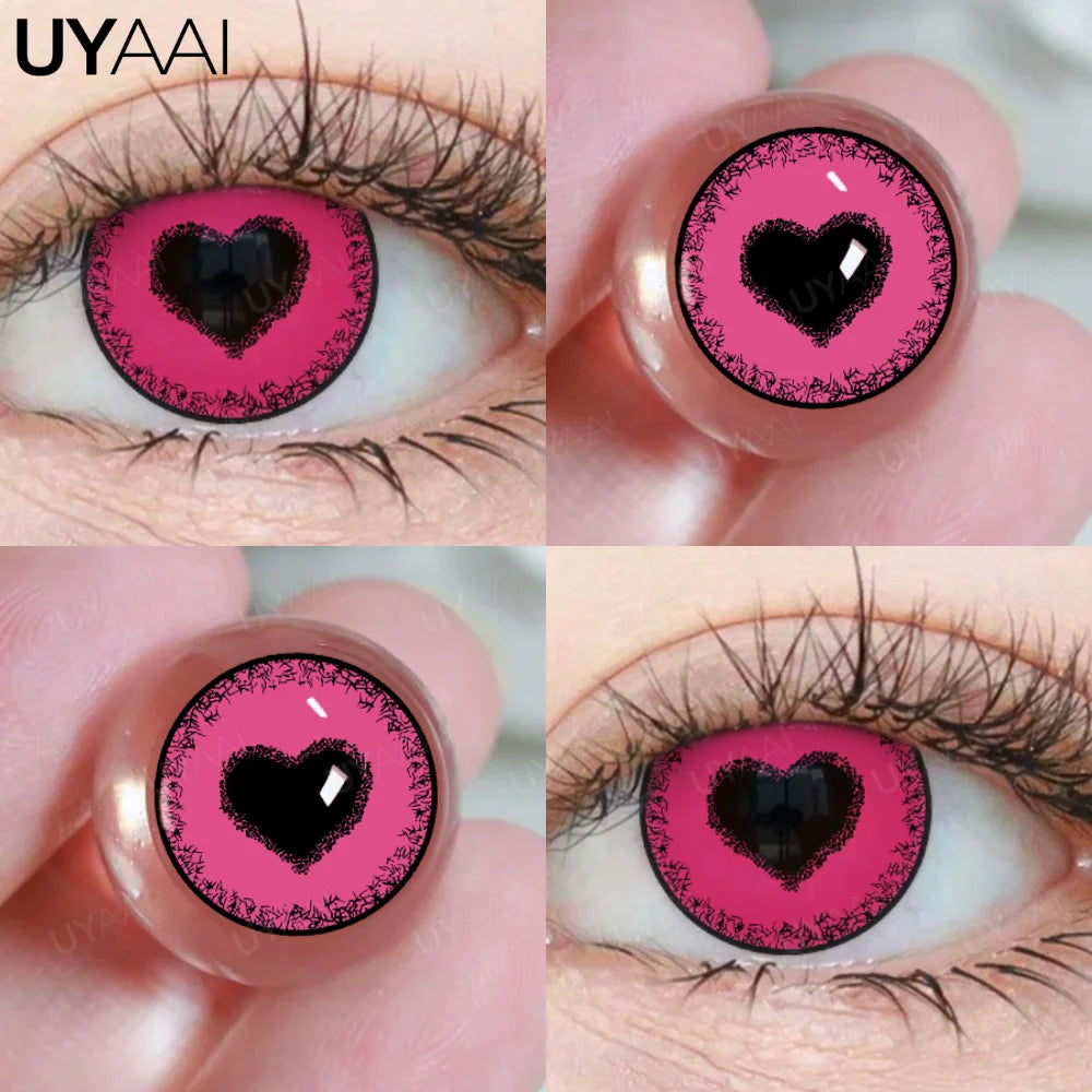 Lentilles de Contact Fantaisie & Cosplay – Effets Spéciaux (Cœur, Rouge, Anime, Halloween)