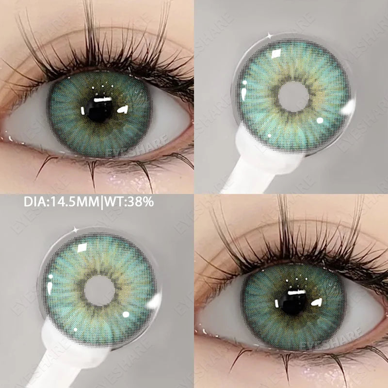 Lentilles de Contact Vertes Naturelles différentes teintes – Couleur Réaliste, Confort Longue Durée (1 Paire / 1 An)