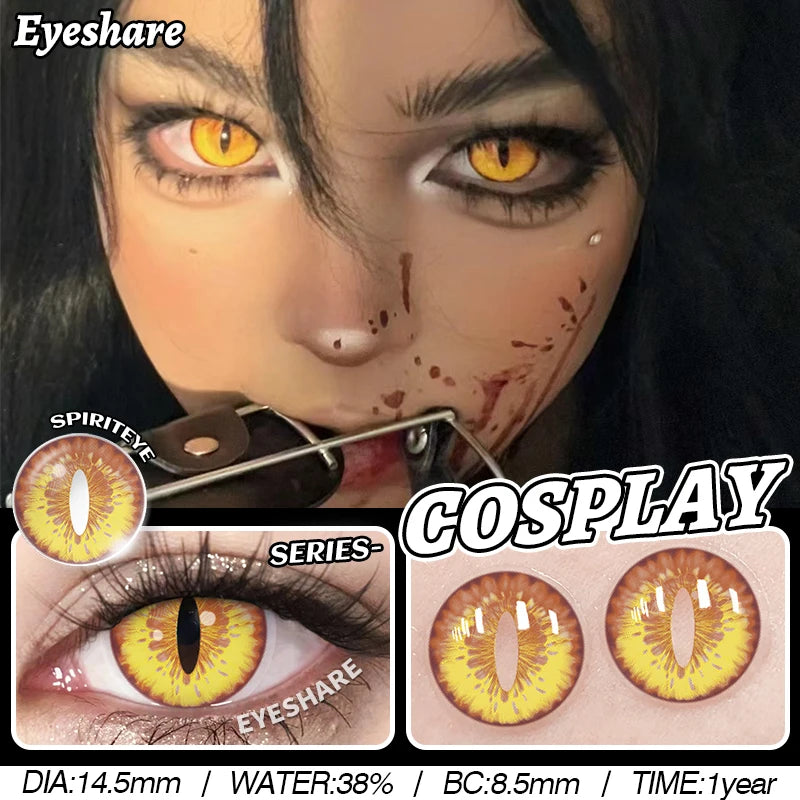 1 paire de lentilles de contact colorées pour cosplay, style anime, lentilles - 1 an